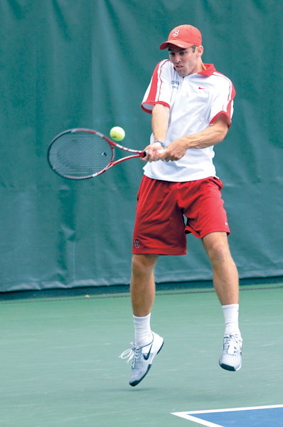 Senior All-American Bradley Klahn's return to the lineup has allowed head coach John Whitlinger to return to his preferred doubles teams, which won the Cardinal the crucial doubles point as part of its 6-1 win over Cal this weekend. (SIMON WARBY/The Stanford Daily)