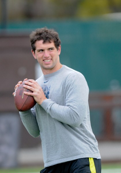 Redshirt junior quarterback Andrew Luck threw 50 passes at Stanford's pro day on March 22, his last chance to impress scouts before the NFL draft later this month. (ROGER CHEN/The Stanford Daily)