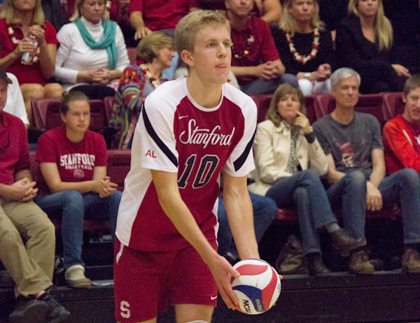 Senior setter Evan Barry (above) the No. 3 Stanford men’s volleyball team are carrying a five-match winning streak into the MPSF tournament. The Cardinal will host No. 7 seed Pepperdine on Saturday night to kick off the conference tourney. (/The Stanford Daily)