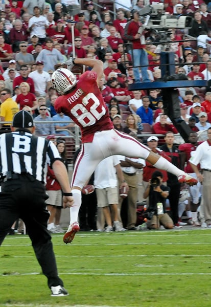 Tight end Coby Fleener may be transitioning to the NFL next season, but he'll have his fair share of familiar faces around the Colts' compound in first-overall pick quarterback Andrew Luck and free-agent receiver Griff Whalen. In total, 12 Stanford players were taken by NFL teams this weekend, with four being chosen in the first two rounds of the draft. (MICHAEL LIU/The Stanford Daily)