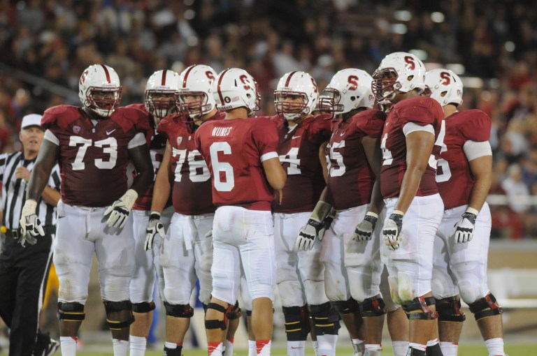 Commanded by redshirt junior quarterback Josh Nunes, the Stanford offense needs to sustain long drives in order to keep USC's explosive wide receiver duo of Marqise Lee and Robert Woods off the field. When asked about what he expects out of Nunes against the Trojan defense, head coach David Shaw replied, "For Josh, it's do what he's been doing." (SIMON WARBY/The Stanford Daily))