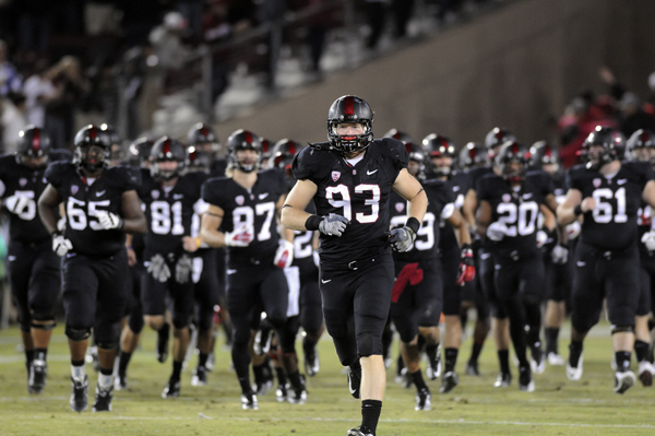 Stanford's defense dominated all night long, but an anemic offense couldn't move the ball consistently and Notre Dame ground out a 20-13 victory in overtime (SIMON WARBY/The Stanford Daily).