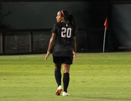 Senior midfielder Mariah Nogueria (20) is a finalist for the Senior CLASS Award and has emerged as a leader for the No. 2 Stanford women's soccer team (AVI BAGLA/The Stanford Daily).