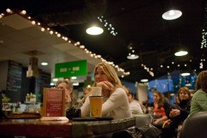 A Stanford student enjoys a good brew at The CoHo. JIN ZHU/The Stanford Daily