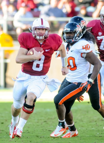 Redshirt freshman Kevin Hogan impressed in his first career start, throwing for 254 yards and three touchdowns in Stanford's 27-23 win over Oregon State (SIMON WARBY/The Stanford Daily).