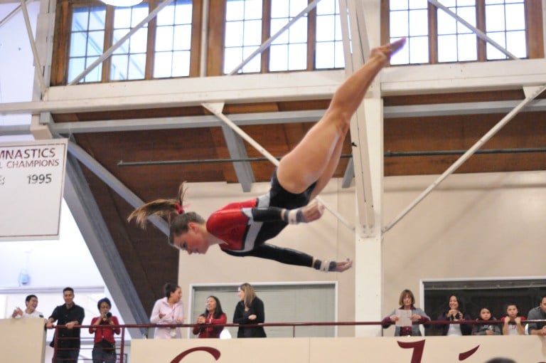 Nicole Dayton was named the Pac-12 Specialist of the Week after her career-best 9.950 vault at the NorCal Quad Meet. (SIMON WARBY/The Stanford Daily)