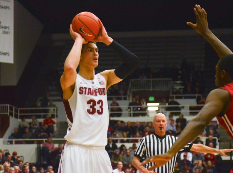 Dwight Powell (above) had a double-double with 13 rebounds as Stanford cruised to a 20-point win over No. 10 Oregon on Wednesday night (Stanford Daily File Photo).