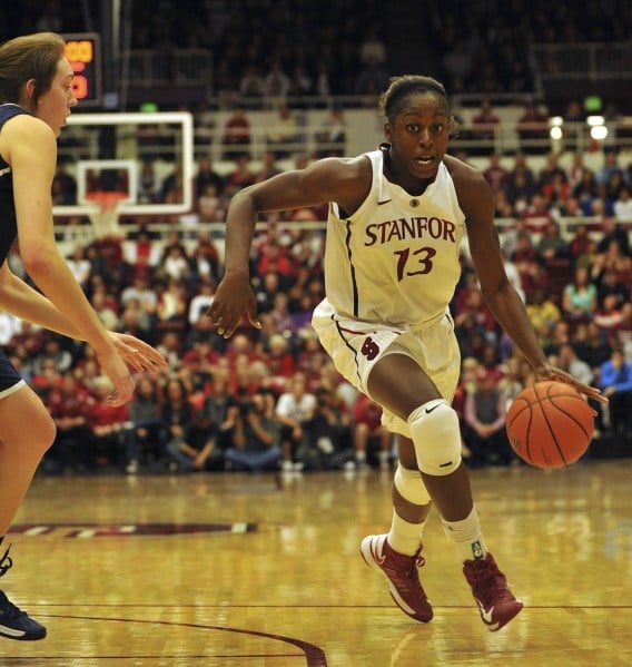 Despite struggling as a team in consecutive home losses to UConn and Cal, the women's basketball team has plenty of time to right the ship with Pac-12 play now underway. Junior forward Chiney Ogwumike (13) will lead them against UCLA and USC this weekend. (MICHAEL KHEIR/The Stanford Daily)