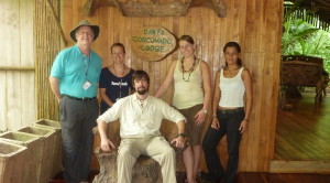 Director William Durham with Annie Scalmanini '11 M.S. '12 M.S. '13, postdoctoral fellow Carter Hunt, Molly Oshun '11 and University of Costa Rica-Golfito student Isabel Arias during a CREST trip to Costa Rica. 