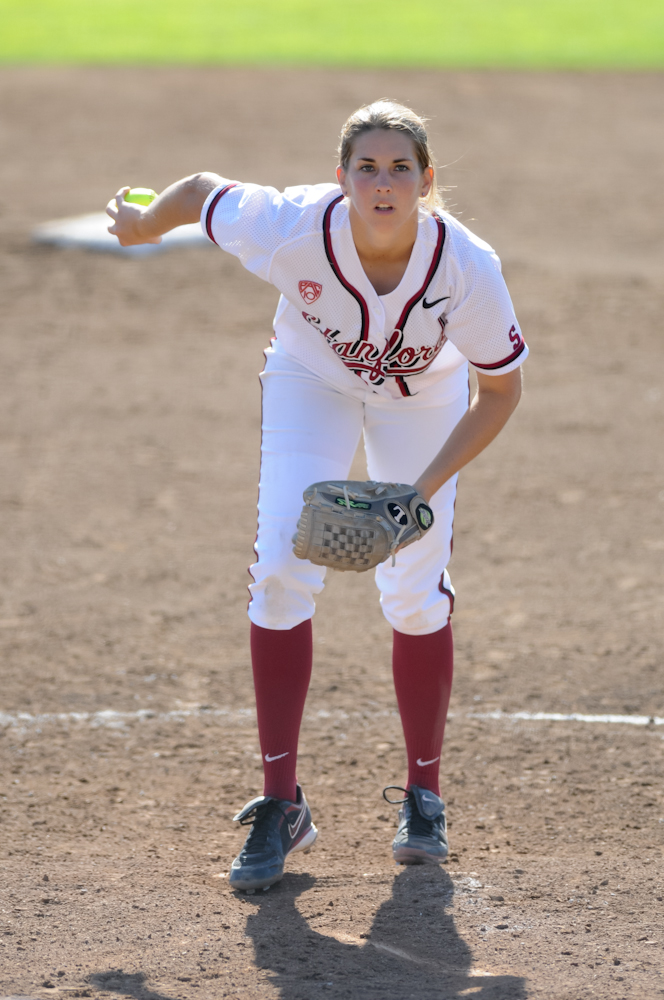 Freshman pitcher Kelsey Stevens (above) threw a perfect game on Saturday night.