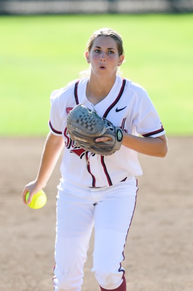 Freshman Kelsey Stevens (above) pitched a perfect game against Virginia as the Cardinal went 4-1 at the Mary Nutter Collegiate Classic.