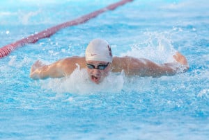 Sophomore David Nolan (above) defended his Pac-12 title in the 200-yard breaststroke. (DANI VERNON/StanfordPhoto.com)