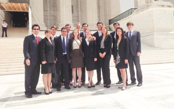 Jeff Fisher and members of his legal team during Salinas v. Texas stand outside of the Court during April's trial proceedings. (Courtesy of Jeff Fisher)