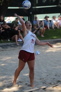 Junior Mary Ellen Luck had 20 kills and 25 digs in  her last match of the season in Stanford's 3-2 win against Santa Clara. (ZETONG LI/The Stanford Daily)