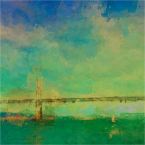 "Bay Bridge Sailboat" by Christianna Pierc 2013. Courtesy of Pacific Art League. Photo by Tara Iyer.