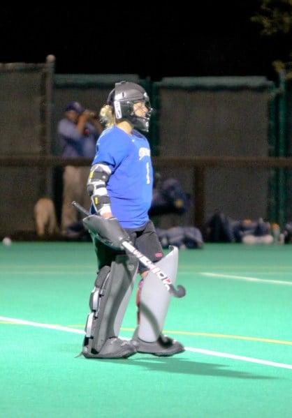 Sophomore goalie Dulcie Davies made 16 saves and allowed just one goal in the Cardinal's win against No. 11 Albany, salvaging what would've been a brutal weekend for Stanford. (ALISA ROYER/The Stanford Daily)