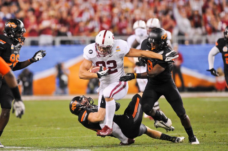 Tight end Coby Fleener '11 (above) had five catches in a Colts victory Sunday. (SIMON WARBY/The Stanford Daily)