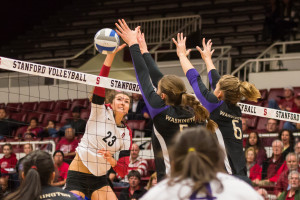 Sophomore Jordan Burgess (23) led the way as Stanford topped Washington State and extended its winning streak to seven game. (Karen Ambrose Hickey/Stanfordphoto.com)