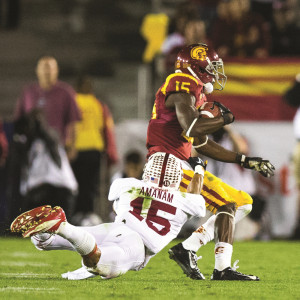 Fifth-year senior defensive back Usua Amanam (15) 