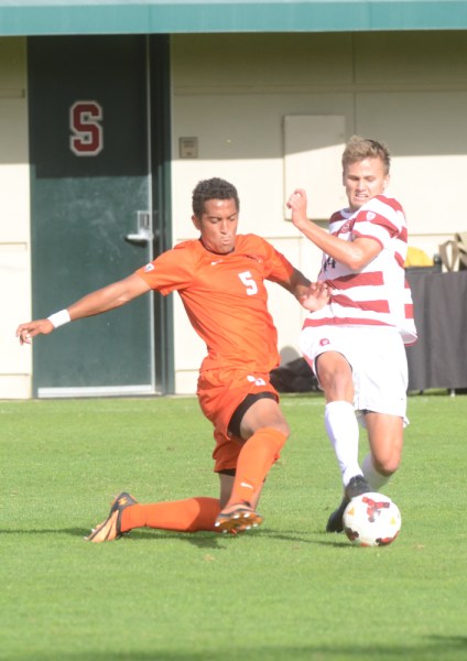 Junior forward Zach Batteer and freshman Jordan Morris have a combined total of 14 goals and 10 assists this year. (SEAN CHRISTOFFERSON/The Stanford Daily).