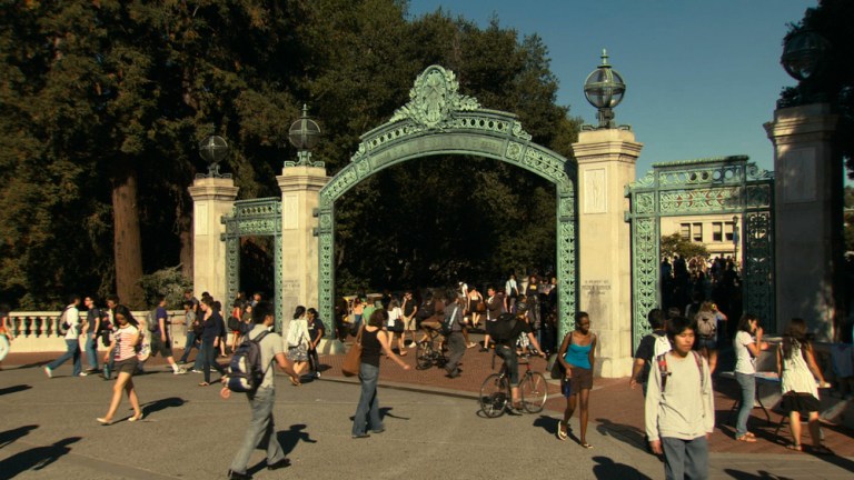 Students at a gate