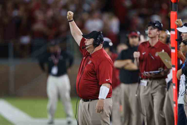 Lance Anderson (above), who has been Stanford's outside linebackers coach for seven years, is expected to take over for the departed Derek Mason as the Cardinal's defensive coordinator. (DAVID ELKIN/isiphoto.com)