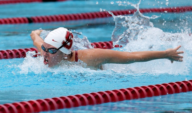 Senior Felicia Lee (above) won all four of her events this weekend to round off a fantastic Senior Day. Lee has won every dual meet event she competed in since October. (Courtesy of Tony Svensson)