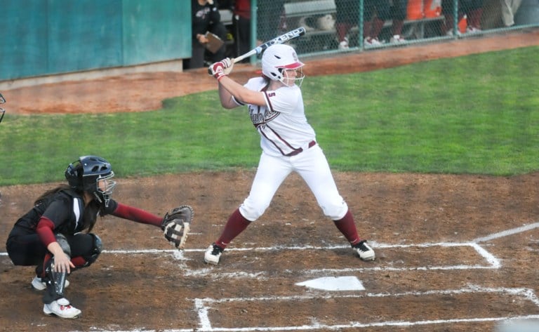 Sophomore Jessica Plaza (center) is one of 24 players who will try out for the U.S. Women's National Softball Team. (IAN GARCIA-DOTY/The Stanford Daily)