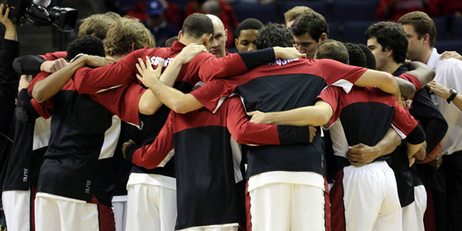 After surprising everyone by making the Sweet 16, the Stanford men's basketball team fell to Dayton 82-72 on Thursday night. It now loses six seniors, including Dwight Powell and Josh Huestis, who are first and second respectively in the Stanford record books for games played. (Courtesy of Stanford Athletics)