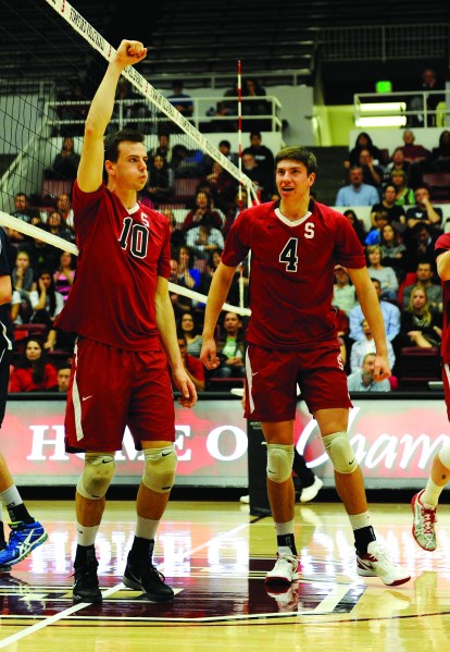 Sophomore Conrad Kaminski (right) (MIKE KHEIR/The Stanford Daily)