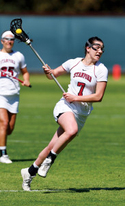 Sophomore Alexandra Crerend (right) scored a career-high three goals in Stanford's opening-round loss to Duke. (HECTOR GARCIA-MOLINA/The Stanford Daily)