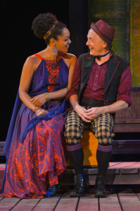 (l to r) Nemuna Ceesay as Adriana and Danny Scheie as Dromio in Cal Shakes’ THE COMEDY OF ERRORS, directed by Aaron Posner; photo by Kevin Berne 