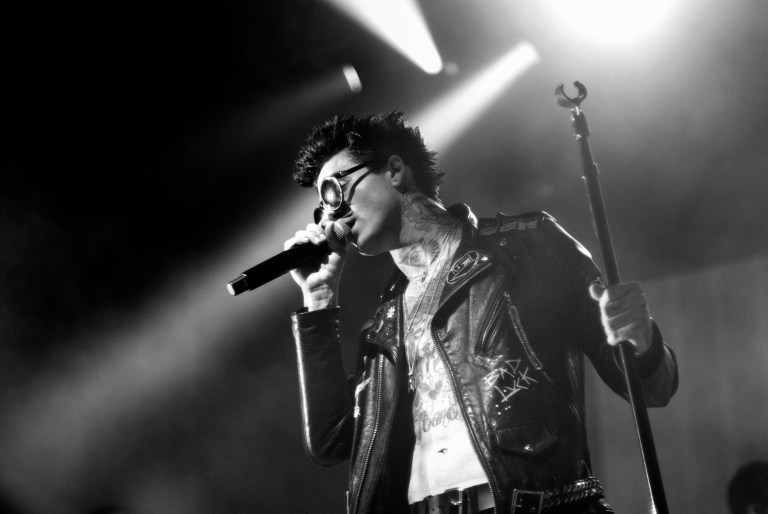 Lead singer of The Neighbourhood Jesse Rutherford performing at The Greek Theatre in Los Angeles, photo by Gabriela Groth