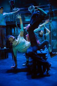 (from left to right) Weston Gaylord as Flask, Andre Amarotico as Queequeg, and Christopher Carter as a Sailor. Photo by Frank Chen.