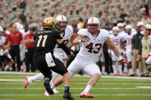 After making the switch from linebacker, Blake Lueders (right) is the favorite to start at defensive end across the line from classmate Henry Anderson, but junior Aziz Shittu should get a lot of snaps as well. (GIL TALBOT/StanfordPhoto.com)