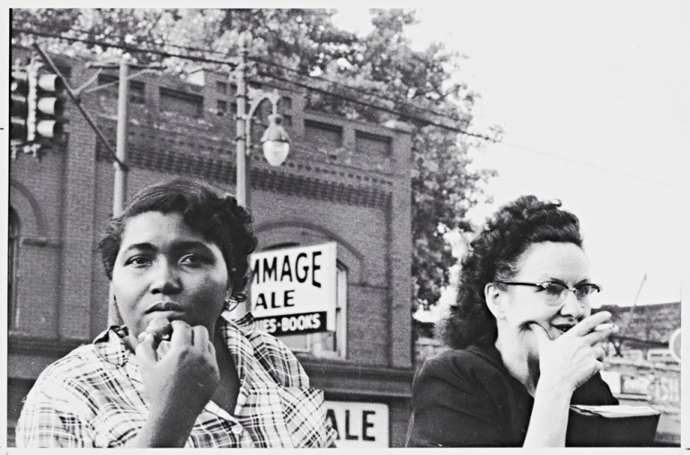 Robert Frank (U.S.A., b. Switzerland, 1924), Detroit, 1955. Gelatin silver print. Gift of Raymond B. Gary, 1984.492.15. Courtesy of Cantor Arts Center.