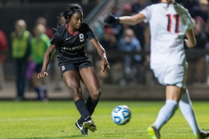 Senior forward Chioma Ubogagu leads the team with three goals on 20 shots through five games this season, but the story has been the Cardinal's defense and goalkeeping. (JIM SHORIN/stanfordphoto.com)