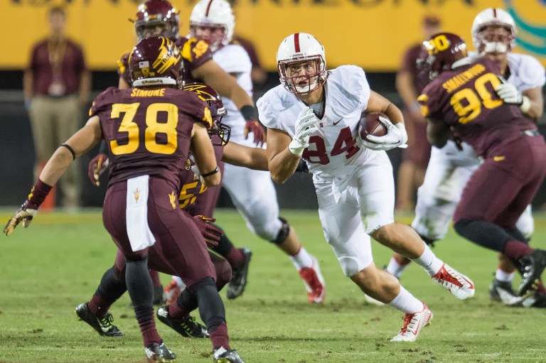 Sophomore tight end Austin Hooper (above) reeled in three catches for 25 yards. Unfortunately for a sputtering Stanford offense, that wasn't anywhere near enough as Stanford skidded to a 26-10 loss to Arizona State. (DAVID BERNAL/isiphotos.com)