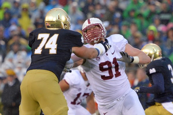 Fifth-year senior defensive end Henry Anderson and the front seven had another spectular game on Saturday, but a blown coverage by the secondary late in the fourth quarter allowed Notre Dame to score the game-winning touchdown. (Robin Alam/isiphotos.com)