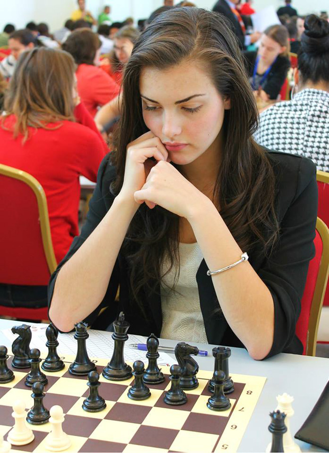 Alexandra Botez '17, the first female president of Stanford Chess Club, has been playing chess since she was 6.
(YELIZAVETA ORLOVA/The Stanford Daily)