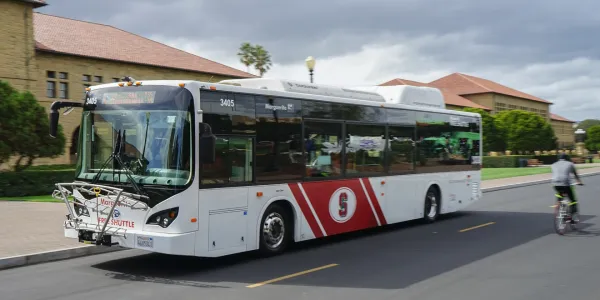 Marguerite bus parked on the side of the road