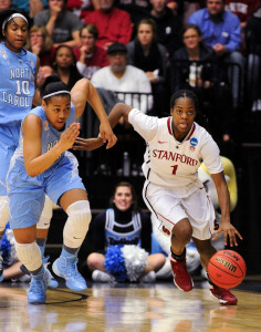 Sophomore guard Lili Thompson (right)