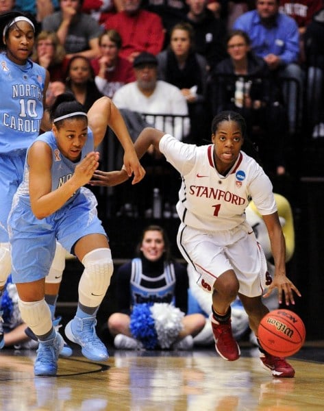 Sophomore guard Lili Thompson (right)