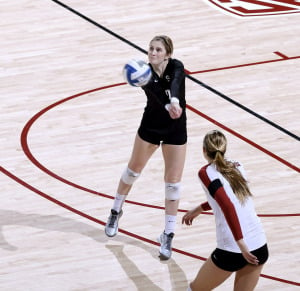 Senior libero Kyle Gilbert recorded her 2,000th dig in Stanford's 3-1 loss to Penn State in the national semifinal on Thursday night. Gilbert became just the second player in program history to reach the milestone. (HECTOR GARCIA-MOLINA/stanfordphoto.com)