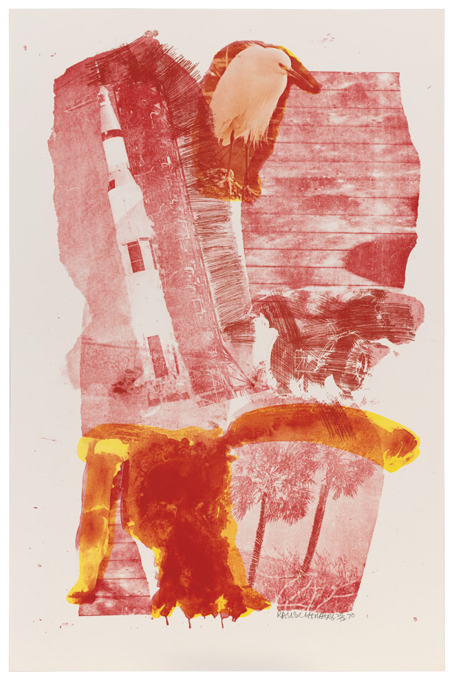 Robert Rauschenberg (U.S.A., 1925–2008), Hybrid, 1970, from the Stoned Moon Series. Lithograph. Lent by Stephen Dull. © Robert Rauschenberg Foundation / licensed by VAGA, New York, NY.