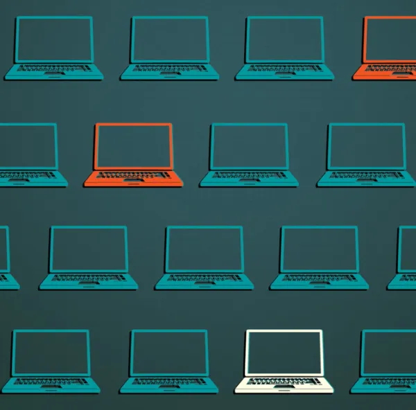 Illustration of laptops of different colors