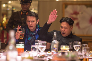 Dave Skylark (James Franco) and Kim Jong-un (Randall Park) in Columbia Pictures' "The Interview." Sook (Diana Bang) with Aaron (Seth Rogen) and Dave (James Franco) in Columbia Pictures' THE INTERVIEW. Courtesy of Sony Pictures Entertainment Inc. 