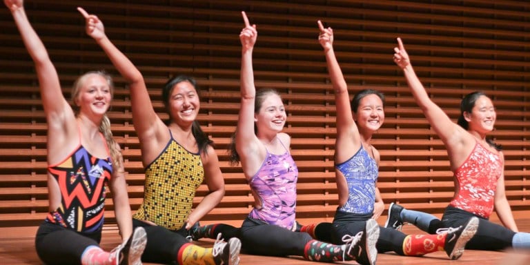 The Synchronized Swimming team performs
(ANDREA LIM/The Stanford Daily)