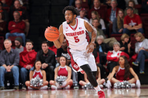 Senior Chasson Randle (above) had a bounce-back game against Utah, but the Utes' second-half surge was enough to eliminate Stanford from the Pac-12 tournament. (BOB DREBIN/isiphotos.com)