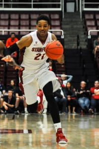 Fifth-year senior Anthony Brown will play his final game in a Stanford uniform as the Cardinal take on Miami in the finals of the NIT Tournament. Brown is averaging 20 points per game in his last 2 games and will look to lead Stanford with his sharp perimeter shooting. (RAHIM ULLAH/The Stanford Daily)